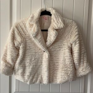 Ivory faux fur swing jacket